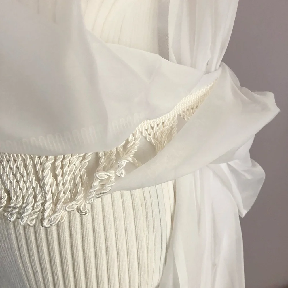 NWT Croscill Sheer White Scarf Valance With Fringe